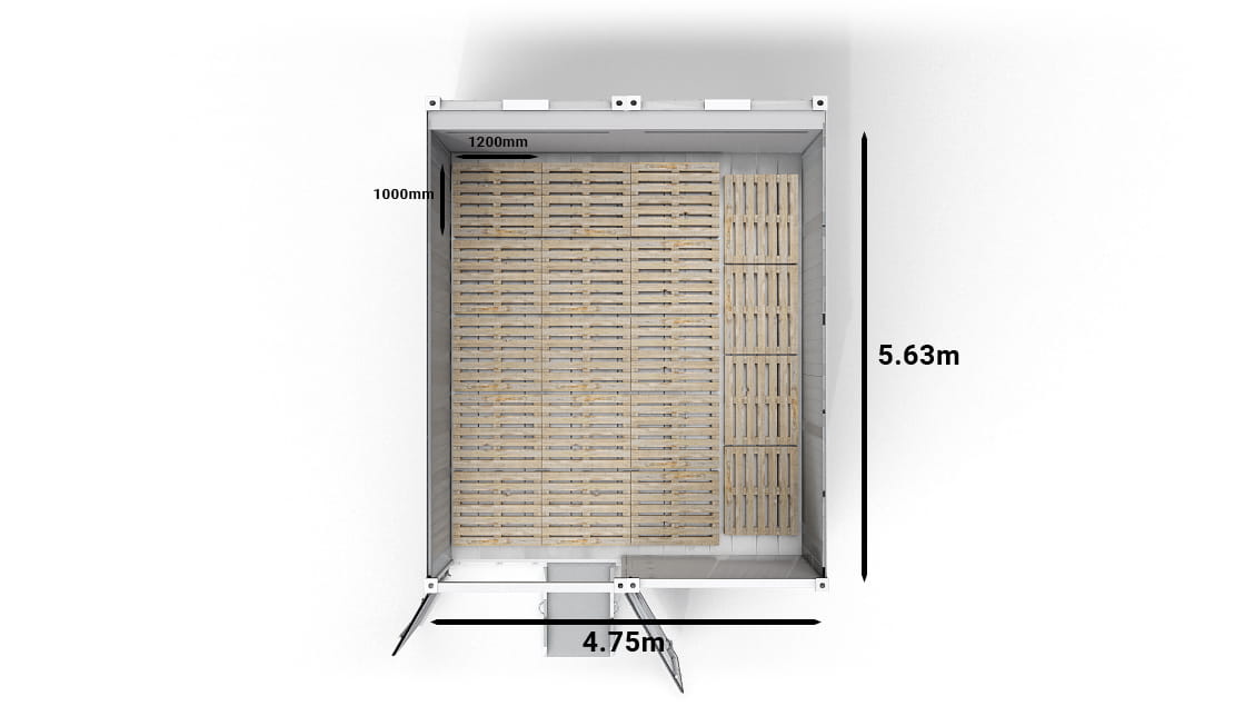 19 pallet UK (Arctic SuperStore da 20 ft con 2 compartimenti)