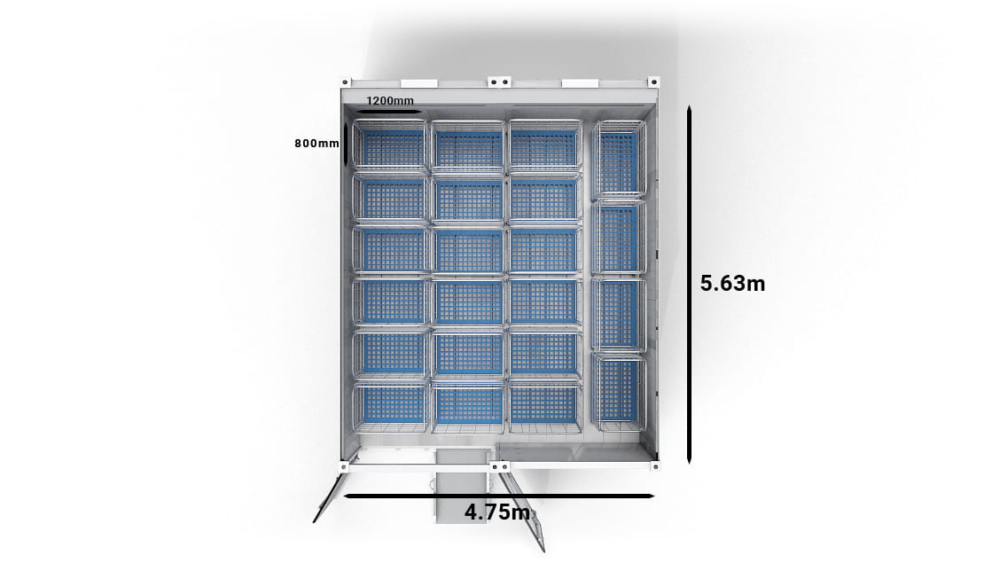 22 carrelli (Arctic SuperStore da 20 ft con 2 compartimenti)