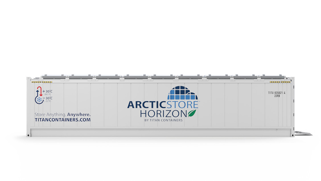 40ft ArcticStore Horizon Container Refrigerato Sostenibile Vista laterale