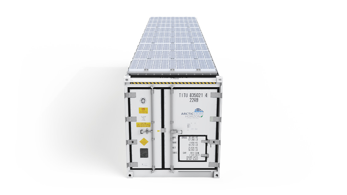 40ft ArcticStore Horizon con Pannelli Solari Vista dall'alto