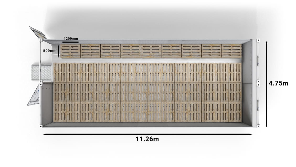 51 Euro Pallet in un Arctic SuperStore da 40 ft con 2 compartimenti